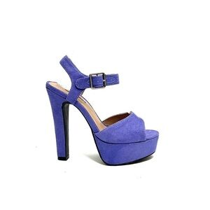 Vintage Y2K purple vegan suede strappy platform stiletto heels